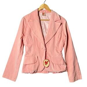 Split Personality Corduroy Blazer Women S Pink Collared Lined Fairycore NEW READ